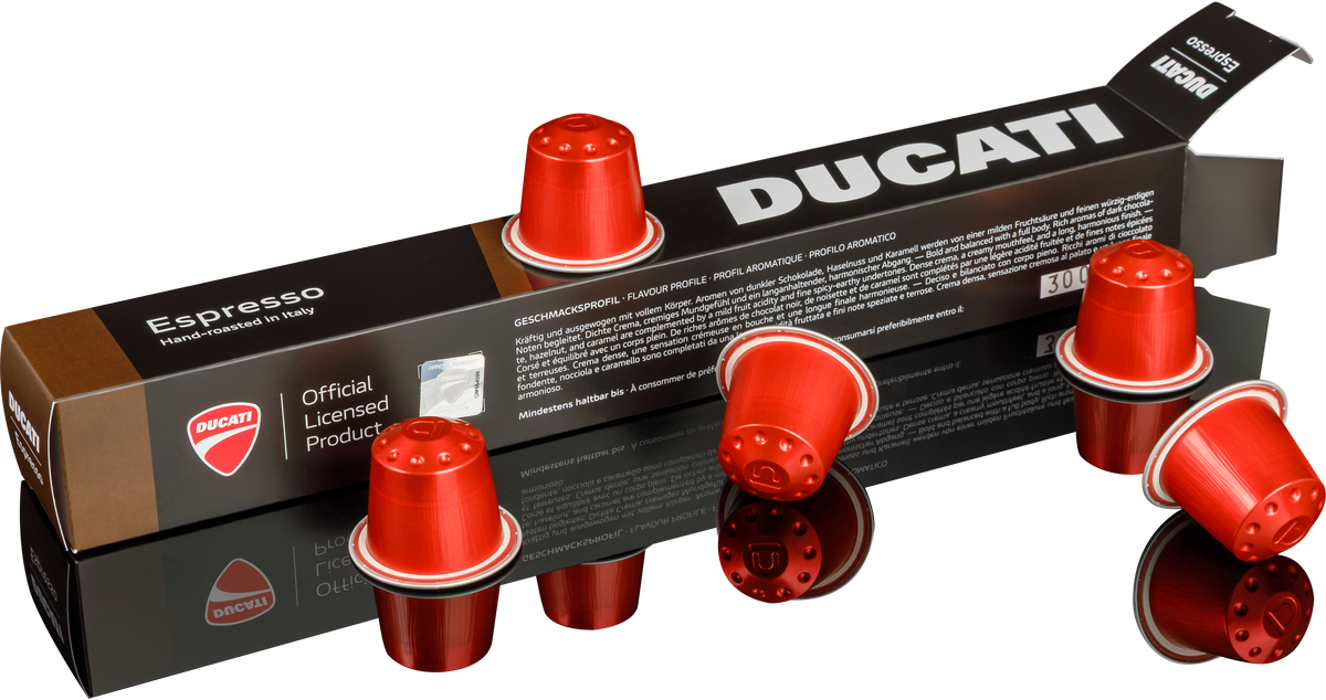 Espresso by Ducati Kapselbox mit roten Kapseln, kompatibel mit Nespresso® Original